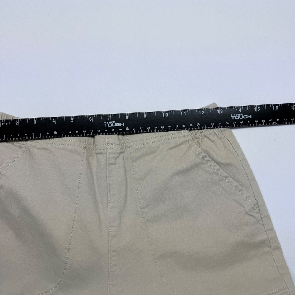 Croft & Barrow Womens Small Khaki Tan Elastic Waist Lattice Hem Capri Crop Pants - Picture 6 of 9